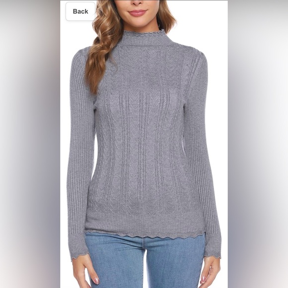 NWT iClosam Women's Long Sleeve Solid Mock Turtleneck Sweater size large grey - Picture 3 of 9